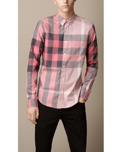 Burberry Giant Exploded Check Cotton Shirt - Pink