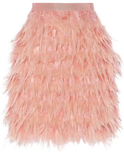 DKNY Feather And Silk Mini Skirt - Pink
