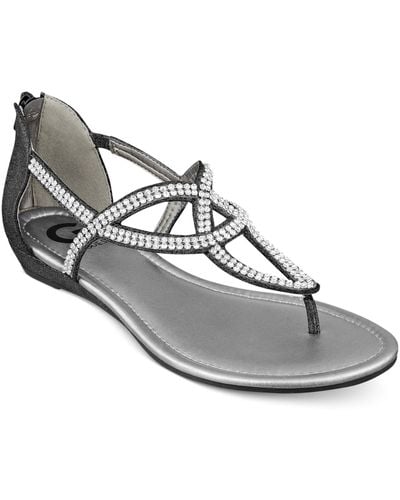 G by Guess Women'S Jamila Rhinestone Flat Thong Sandals - Black