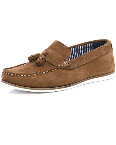 River Island Brown Suede Tassel Boat Shoes