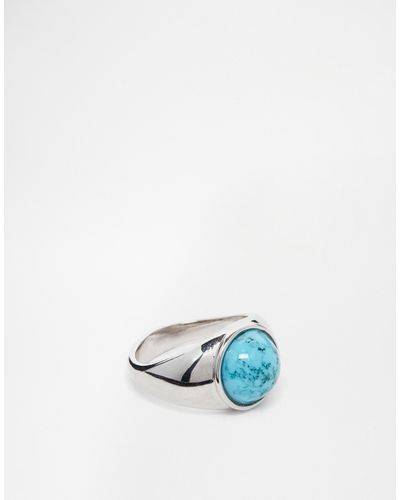 ASOS Pinky Ring With Blue Stone