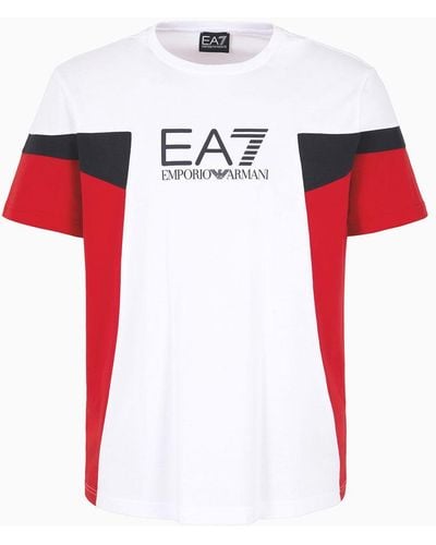 EA7 T-shirt Girocollo Summer Block In Cotone - Bianco