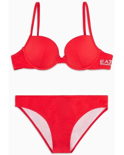 EA7 Push-up-bikini Mit Logo - Rot