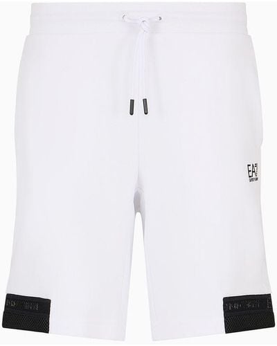 EA7 Logo Series Cotton Board Shorts - White