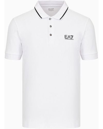 EA7 Core Identity Stretch-cotton Piqué Polo Shirt - White