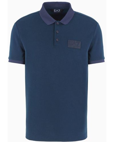 EA7 Lux Identity Modal-blend Polo Shirt - Blue