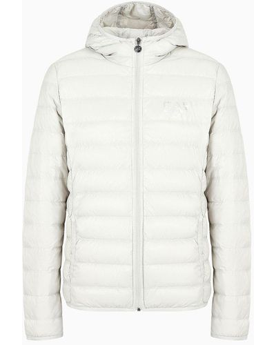EA7 Packable Hooded Core Identity Puffer Jacket - White