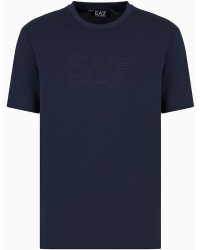 EA7 Lux Identity T-shirt Mit Rundhalsausschnitt Aus Einer Modalmischung - Blau