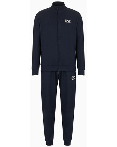 EA7 Visibility Cotton-jersey Jumpsuit - Blue