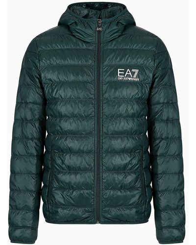 EA7 Packable Hooded Core Identity Puffer Jacket - Green