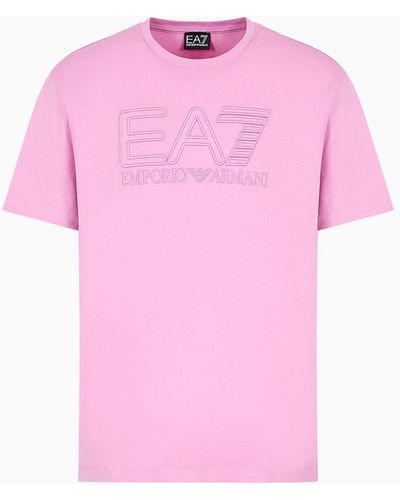 EA7 Logo Series Unisex-t-shirt Mit Rundhalsausschnitt Aus Baumwolle - Pink