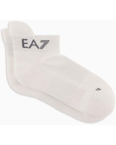 EA7 Tennis Pro Cotton-blend Ankle Socks - White