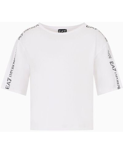 EA7 Shiny Cotton Crew-neck T-shirt - White