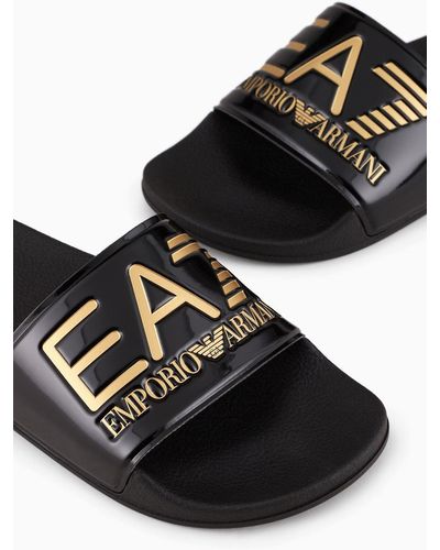 EA7 Sliders With Oversized Logo - Black