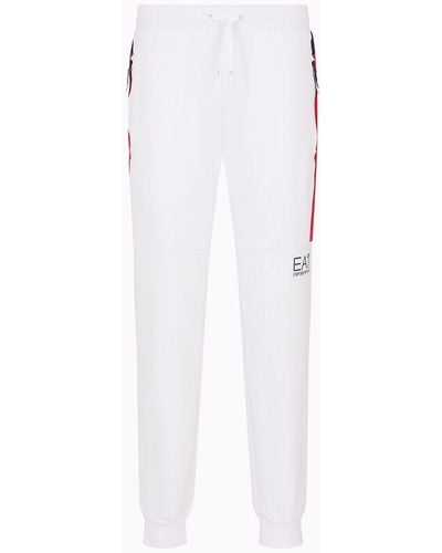 EA7 Asv Recycled Cotton-blend Summer Block Joggers - White