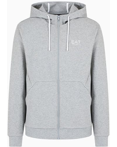 EA7 Visibility Sweatshirt Mit Kapuze Aus Baumwolle - Grau
