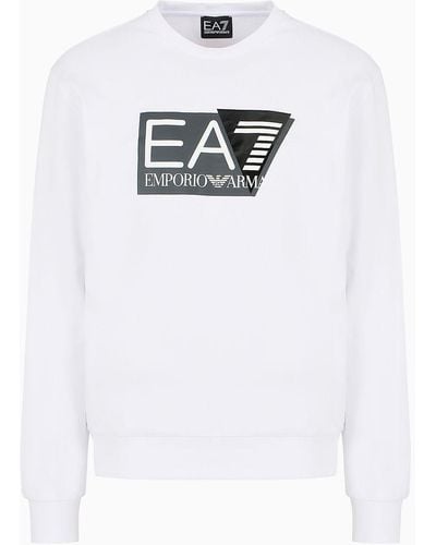 EA7 Visibility Cotton Crew-neck Sweatshirt - White