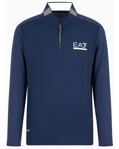 EA7 Golf Club Langarm-poloshirt Aus Ventus7-funktionsgewebe - Blau