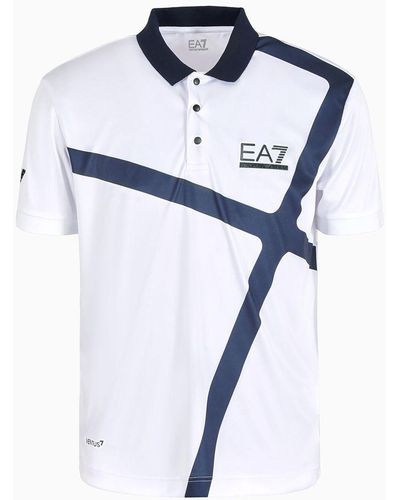 EA7 Tennis Pro Polo Shirt In Ventus7 Technical Fabric - Blue