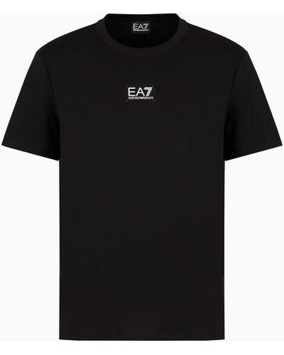 EA7 Core Identity T-shirt Mit Rundhalsausschnitt Aus Baumwolle - Schwarz