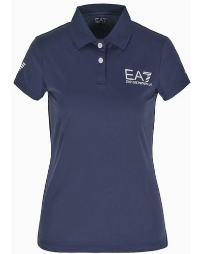 EA7 Tennis Pro Polo Shirt In Ventus7 Technical Fabric - Blue