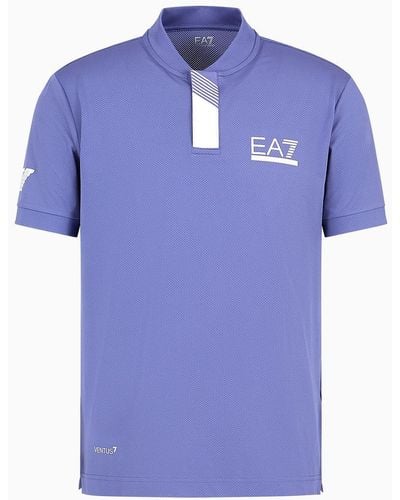 EA7 Tennis Pro Poloshirt Serafino Aus Ventus7-funktionsgewebe - Blau