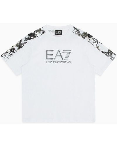 EA7 Visibility Boy Cotton Crew-neck T-shirt - White