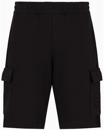 EA7 Unisex Core Identity Organic Cotton Cargo Shorts - Black