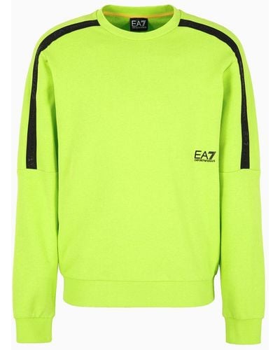 EA7 Logo Series Sweatshirt Mit Rundhalsausschnitt Aus Baumwolle - Grün