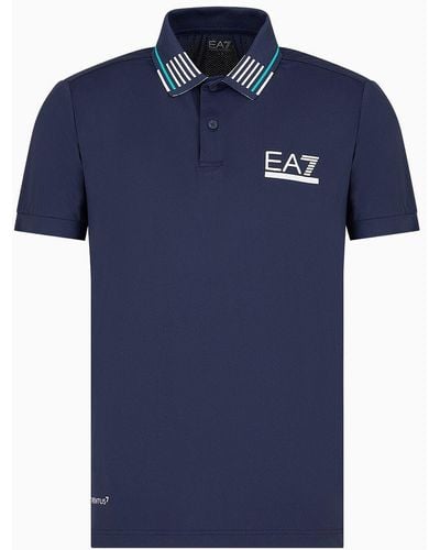EA7 Golf Pro Polo Shirt In Ventus7 Technical Fabric - Blue