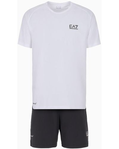 EA7 Set T-shirt E Shorts Dynamic Athlete In Tessuto Tecnico Ventus7 - Bianco