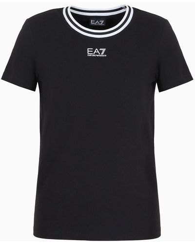 EA7 Logo Series T-shirt In An Asv Organic Cotton Blend - Black
