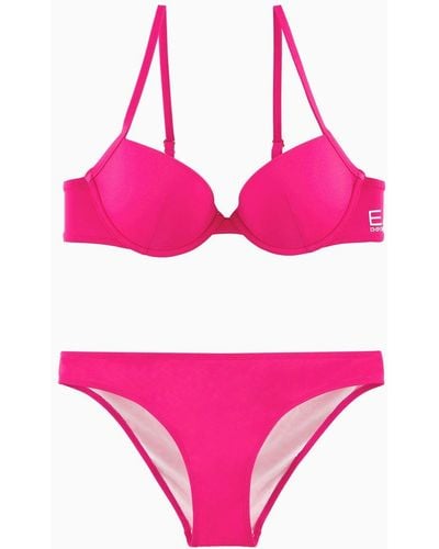 EA7 Push-up-bikini Mit Logo - Pink