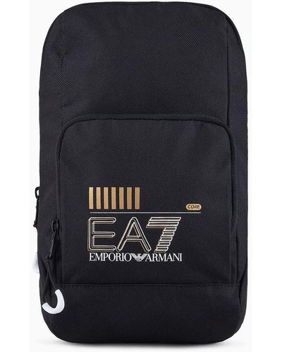 EA7 Large Asv Recycled-fabric Train Core Shoulder Bag - Black