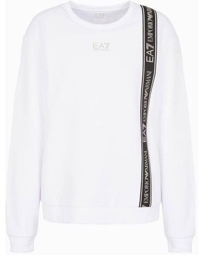 EA7 Logo Series Recycled Fabric And Cotton Crew-neck Sweatshirt - White