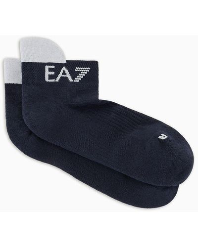 EA7 Tennis Pro Cotton-blend Ankle Socks - Blue