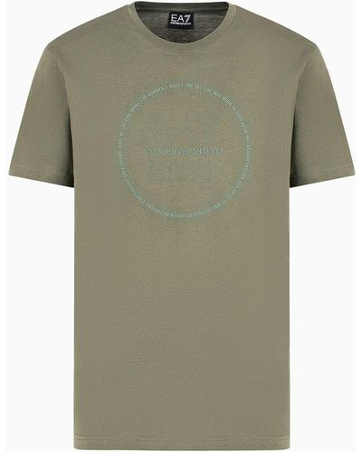 EA7 Logo Series Crew-neck T-shirt In Asv Organic Cotton - Green