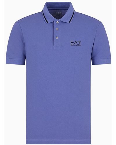 EA7 Core Identity Stretch-cotton Piqué Polo Shirt - Blue