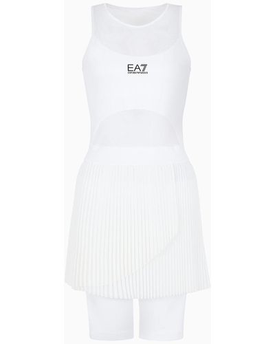 EA7 Tennis Pro Kleid Aus Ventus7-funktionsgewebe - Weiß