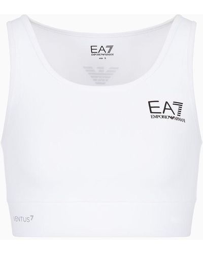 EA7 Tennis Pro Sports Bra In Ventus7 Technical Fabric - White