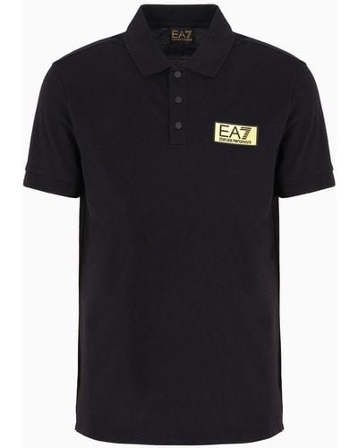 EA7 Gold Label Poloshirt Aus Pima-baumwolle - Schwarz