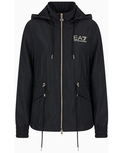 EA7 Core Lady Kapuzen-jacke Aus Nylon - Schwarz