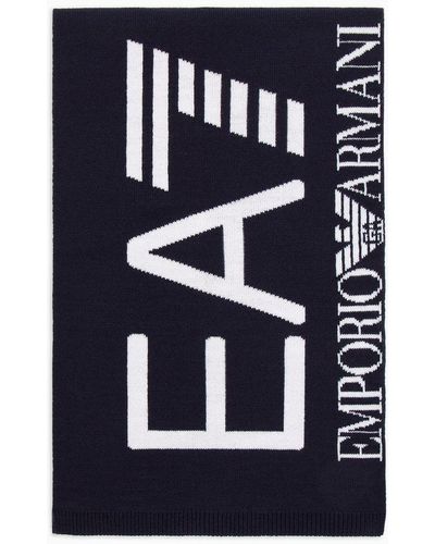 EA7 Scarf With Oversized Logo - Blue