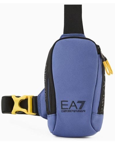 EA7 Runder Mini-rucksack Der Logo Series, Gefertigt Aus Funktionsgewebe - Blau