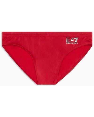EA7 Low-waisted Swim Briefs With Asv Logo - Red