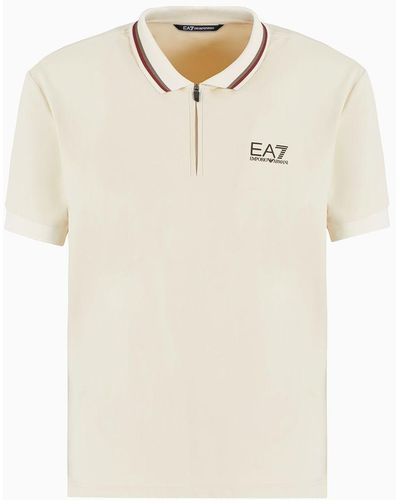 EA7 Stretch Piqué Golf Pro Polo Shirt - White