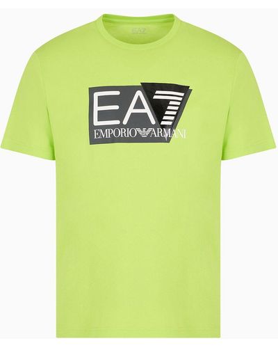 EA7 Visibility Stretch-cotton Jersey, Short-sleeved T-shirt - Green