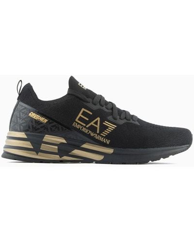 EA7 Crusher Distance Knit Trainers - Black