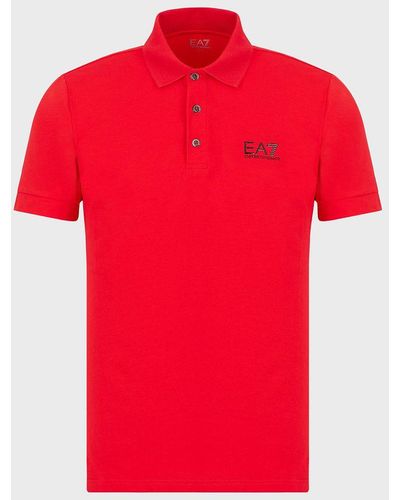 EA7 Core Identity Stretch-cotton Polo Shirt - Red