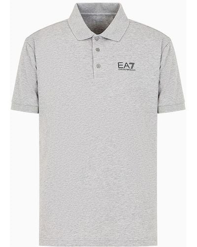 EA7 Visibility Poloshirt Aus Baumwollstretch - Weiß